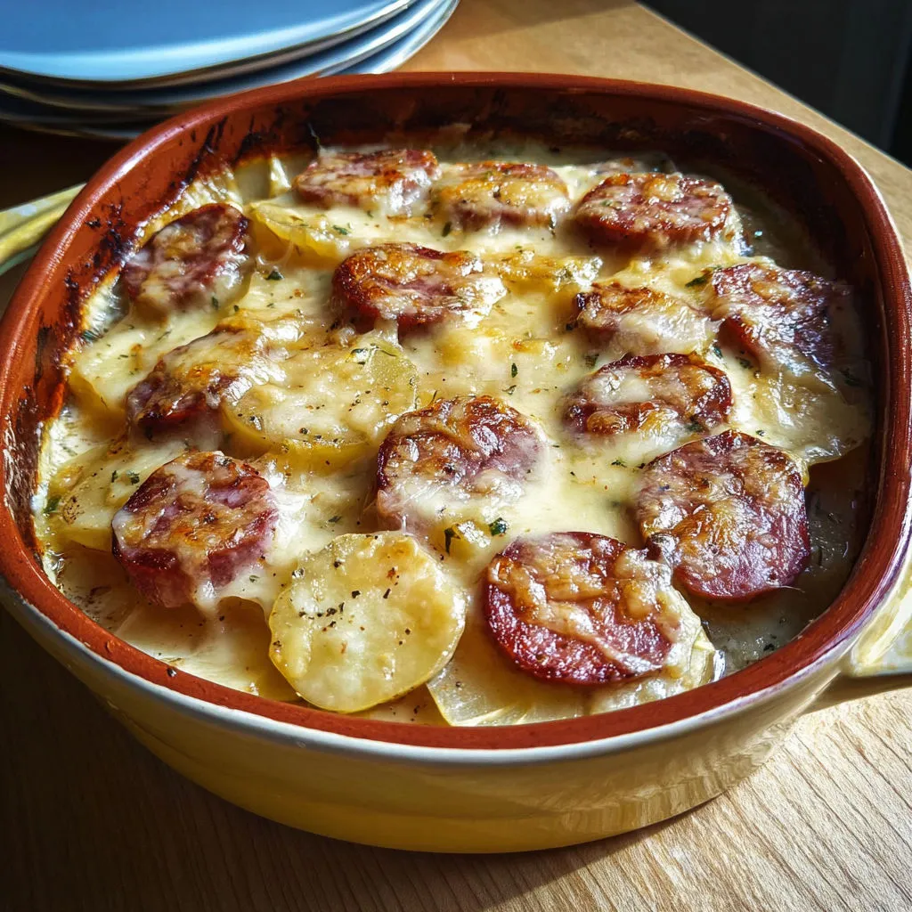 Une belle portion de morbiflette servie sur une table en bois.