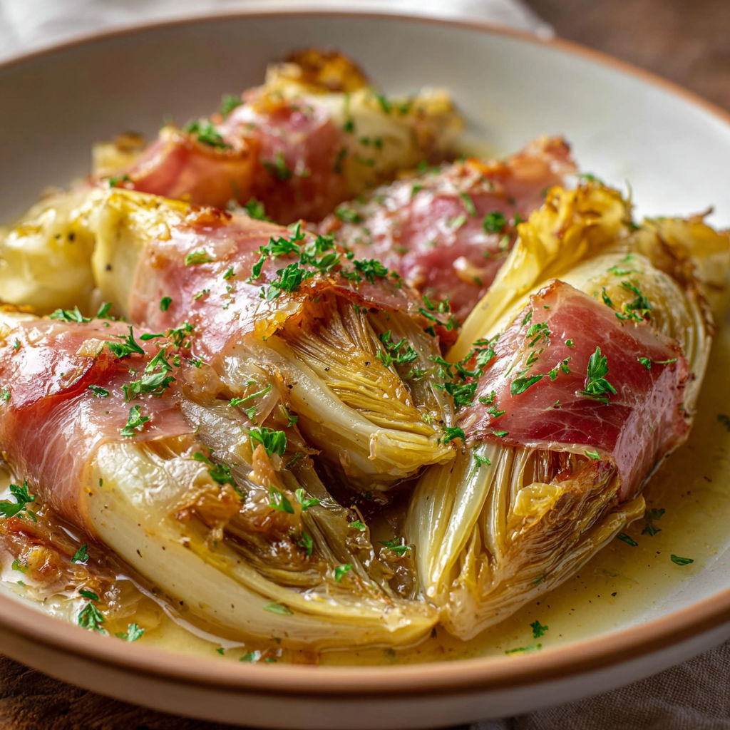 Un bol rempli de légumes et de jambon, servi simplement.