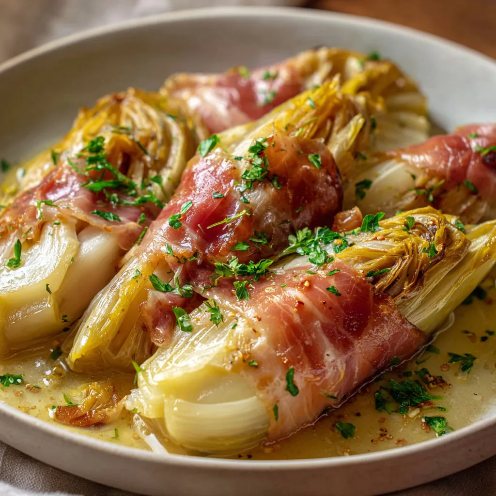 Un saladier de légumes verts, jambon, le tout servi façon rustique.
