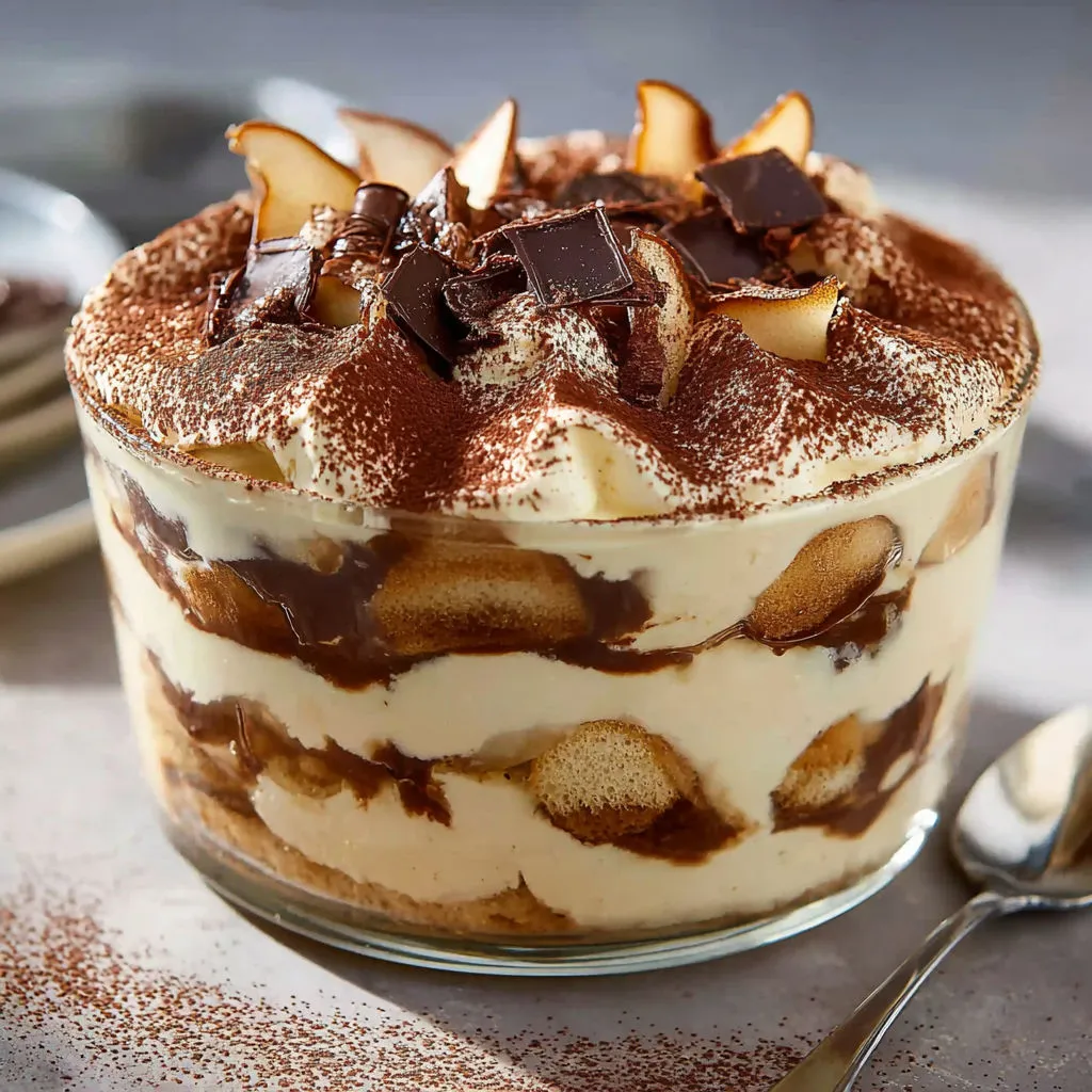 Une tarte fruitée chocolatée à la crème onctueuse et fruits frais, présentée dans un bol.