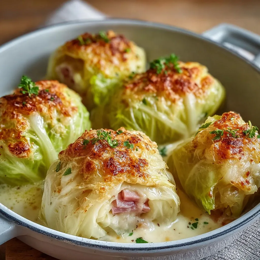 Choux garnis fromage et jambon, servis dans un bol en métal.