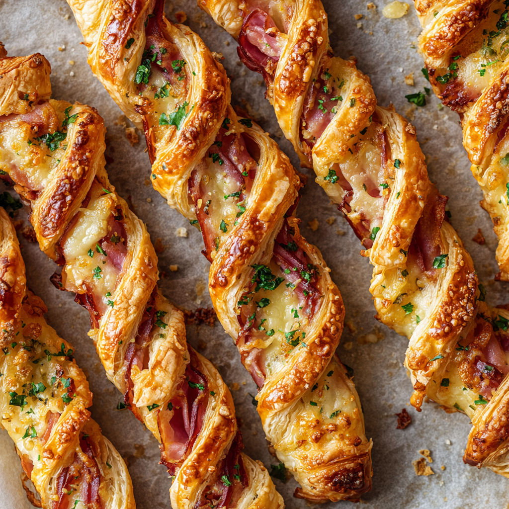 Torsades gourmandes au jambon et fromage fondant.
