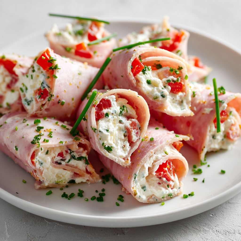 Roulés jambon fromage frais et herbes