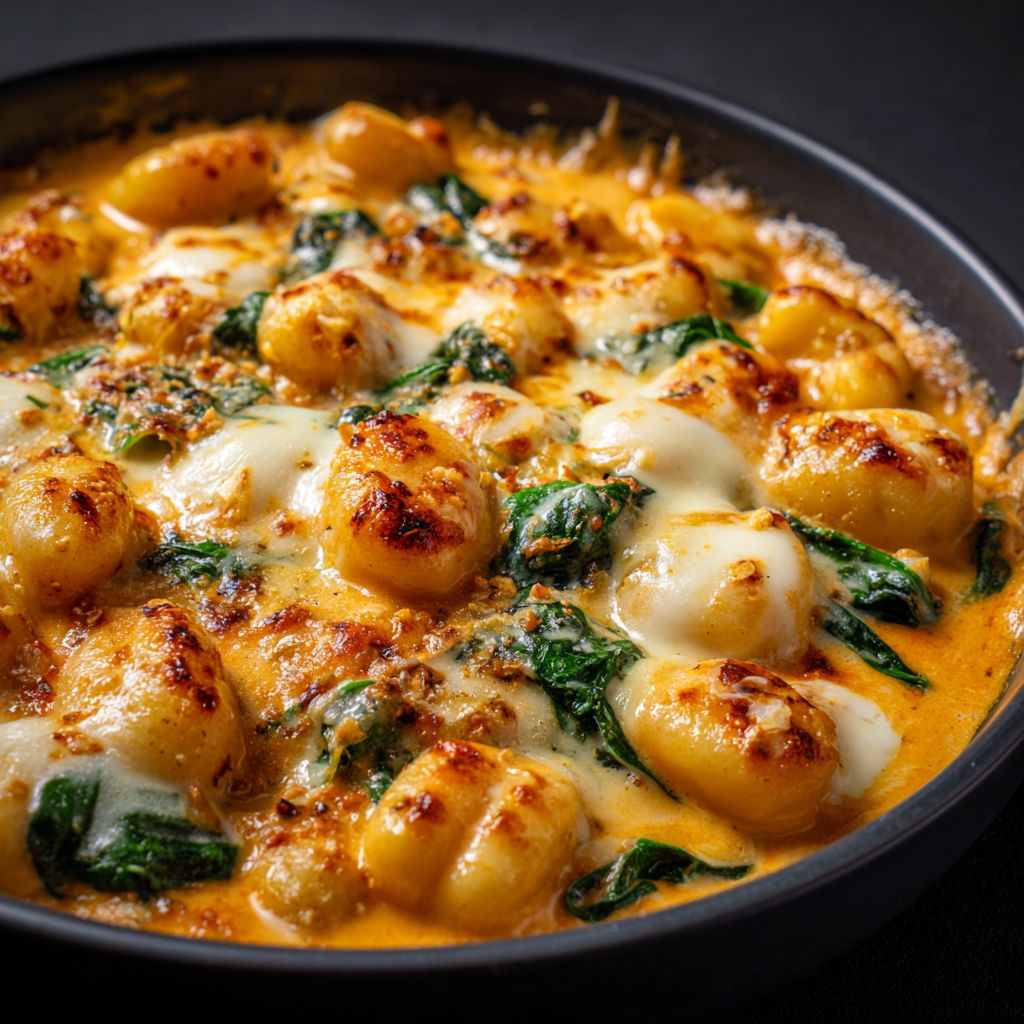 Délicieux gnocchis préparés avec du potimarron et de la mozzarella fondue.