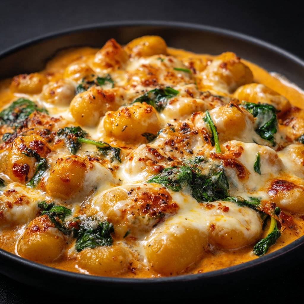 Gnocchis gratinés au potimarron et fromage coulant pour un soir d'automne cosy.