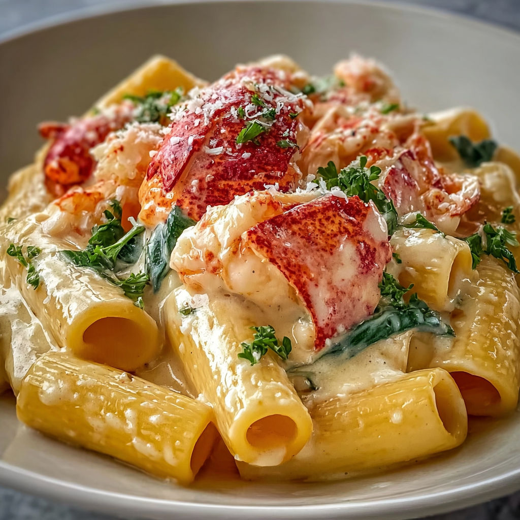 Rigatoni et Homard tout crémeux au parmesan.