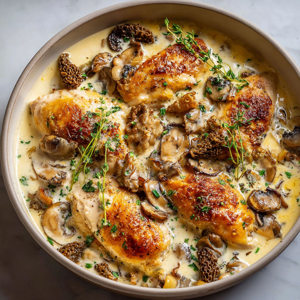 Suprêmes de Poulet et Morilles façon cassolettes gourmandes.