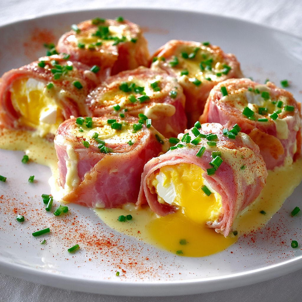 Délicieux roulés jambon œufs et ciboulette