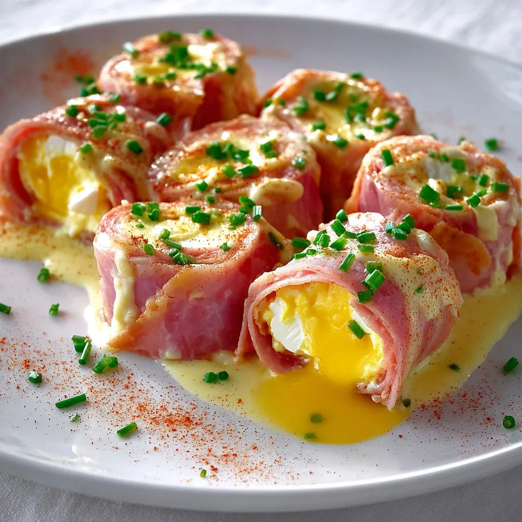 Délicieux roulés jambon œufs et ciboulette