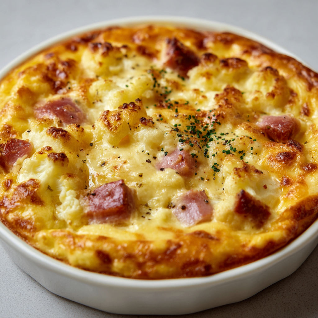 Gratin léger chou-fleur jambon fromage tout fondant