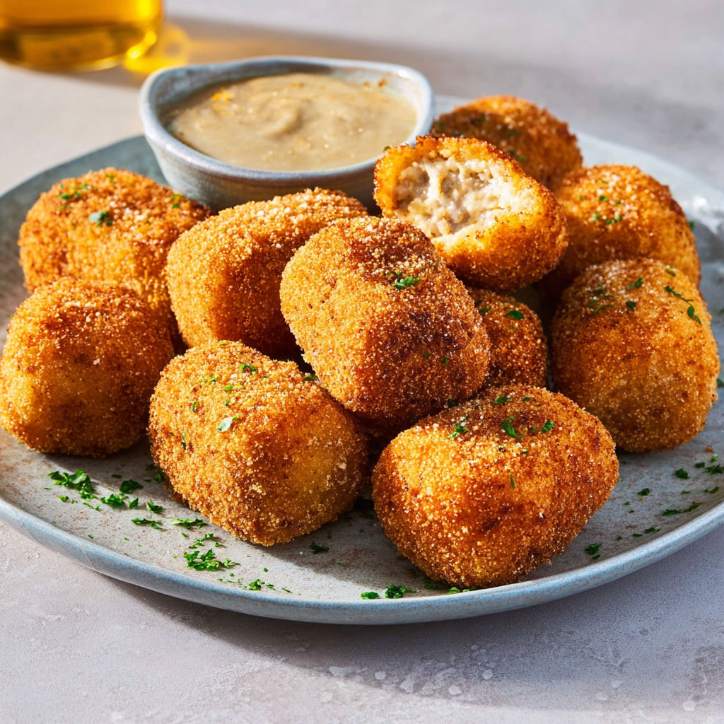 Boulettes dorées au poulet et fromage italien.