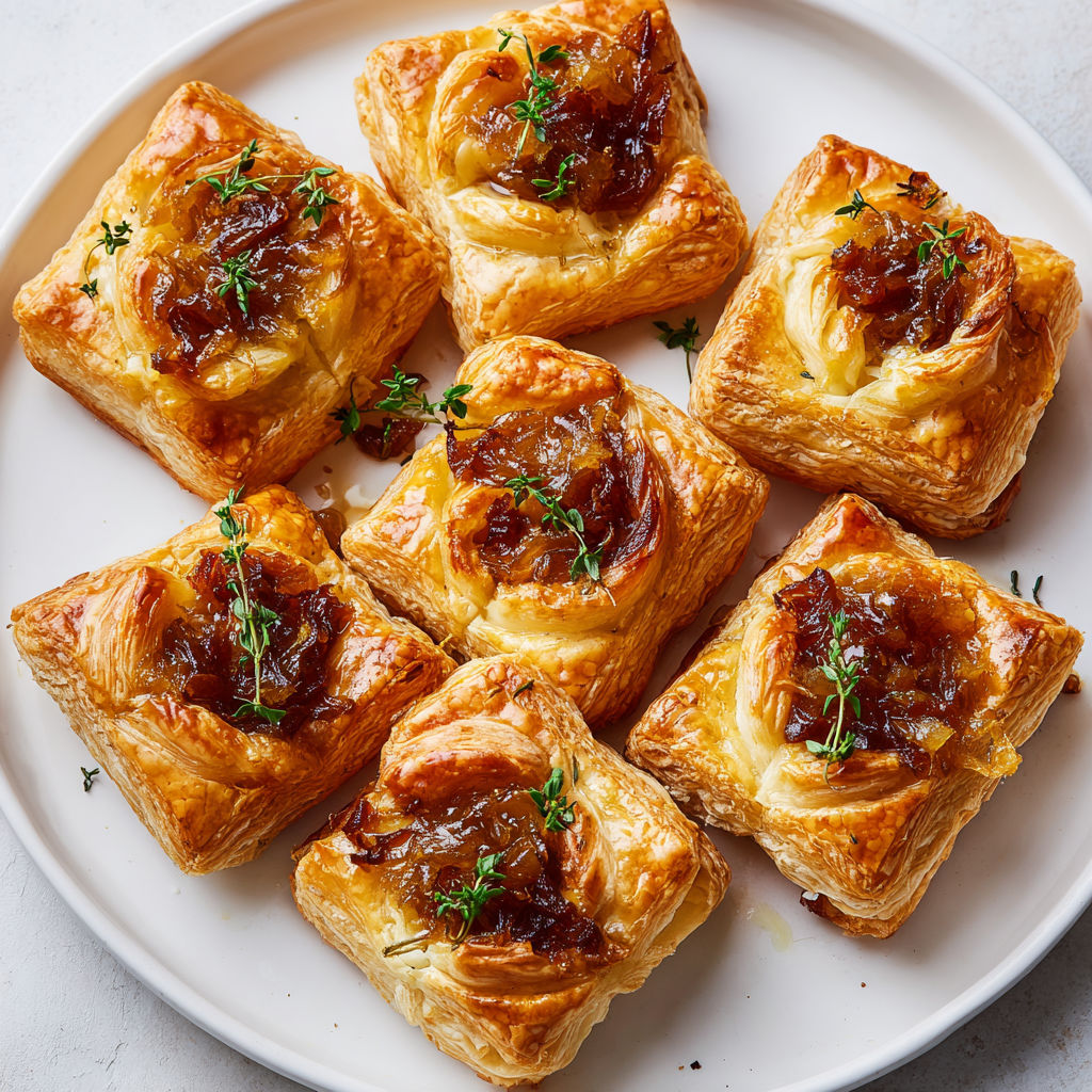 Feuilletés au Fromage et Oignons Caramélisés à Croquer.