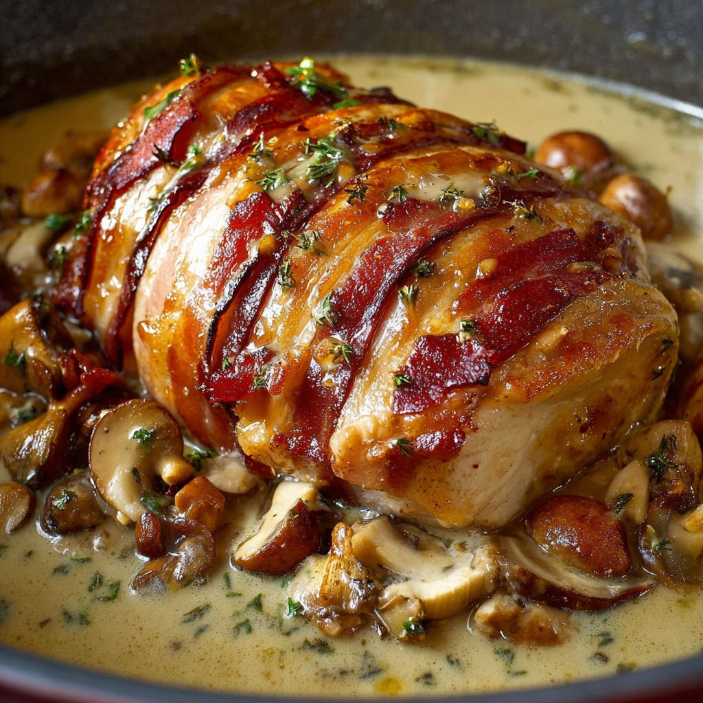 Dinde Sauce Forestière Onctueuse.