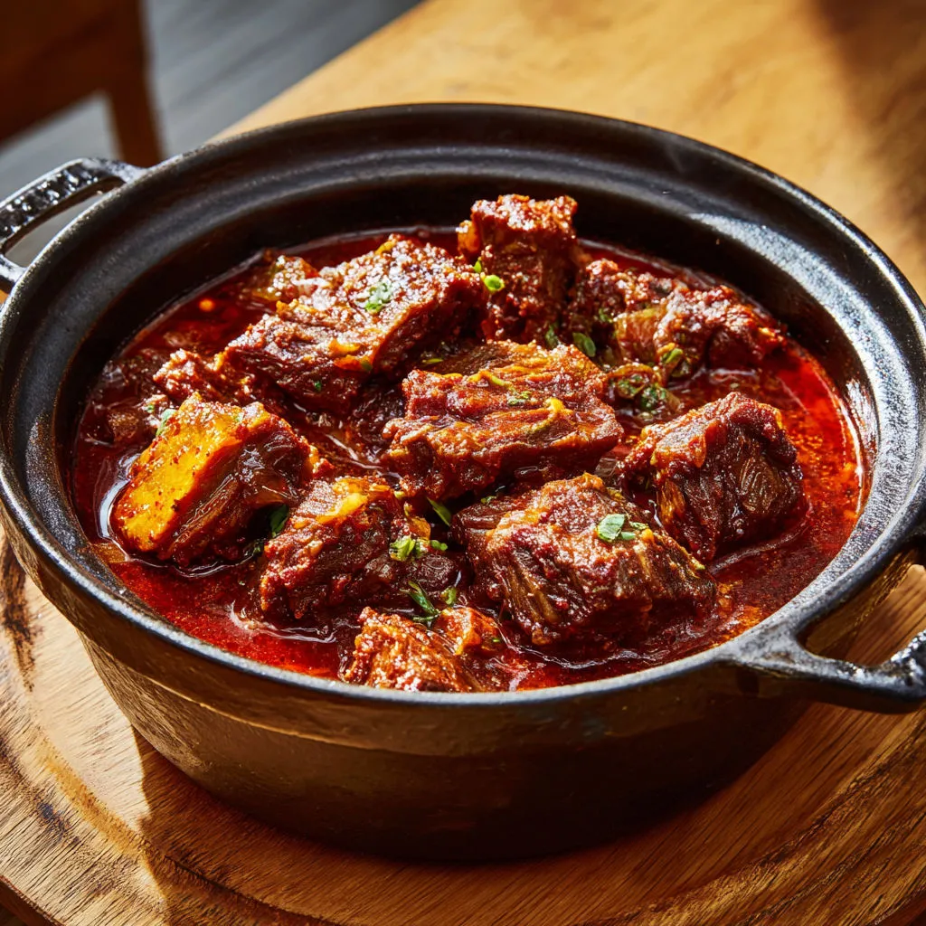Boeuf coréen mijoté piquant au gingembre.