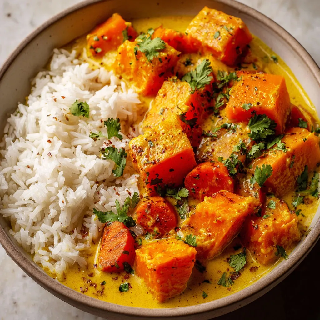 Curry tout doux de légumes d'automne au coco.