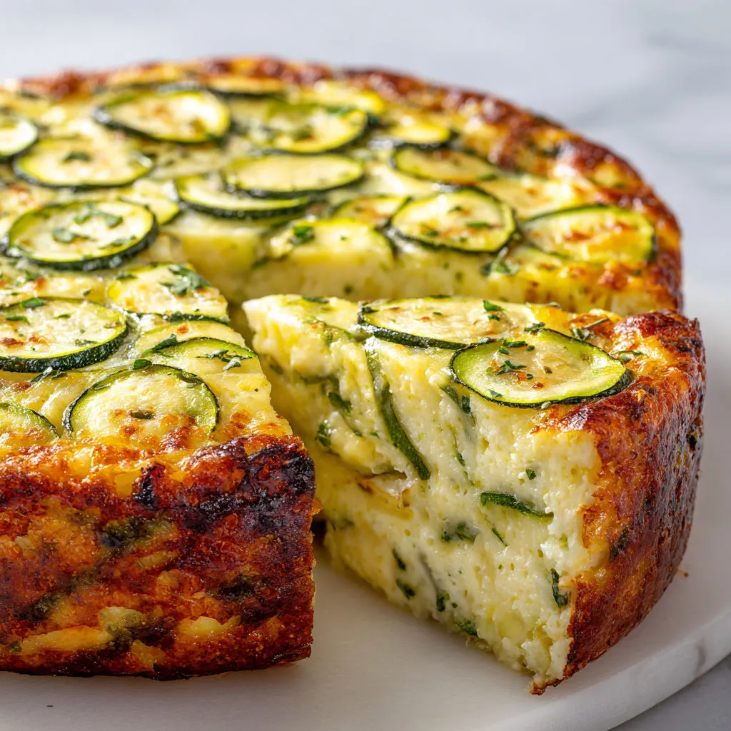 Flan salé aux courgettes fondantes, herbes fraîches.