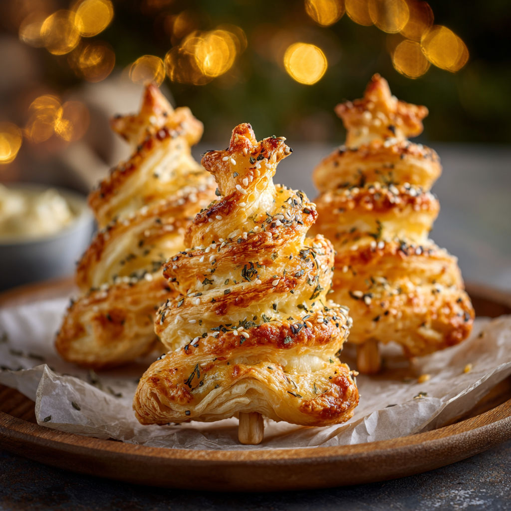 Mini sapin feuilleté croustillant au fromage.