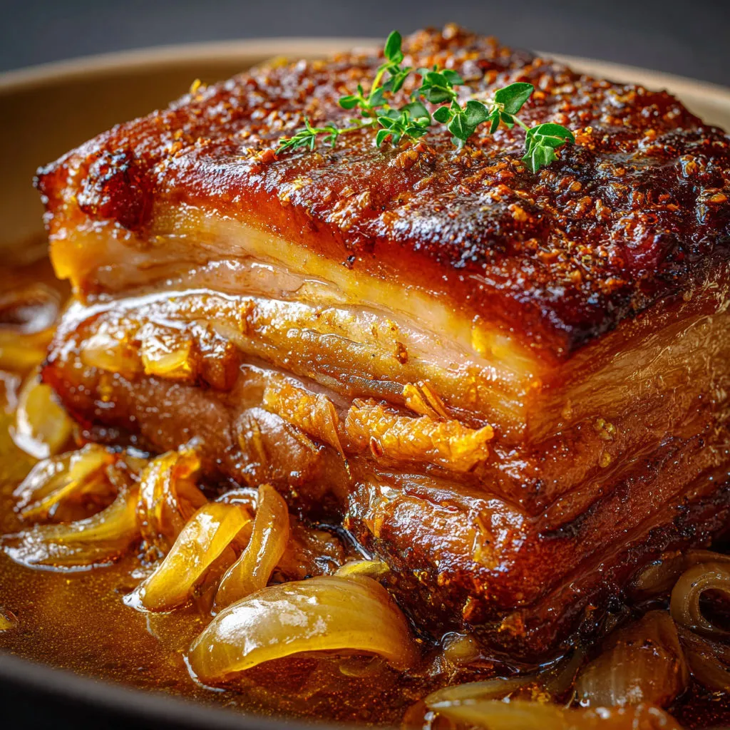 Plat gourmand de cochon caramélisé à l’érable.