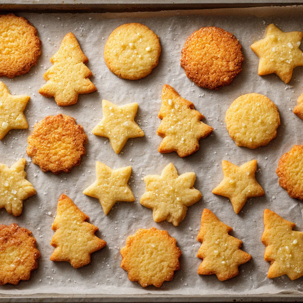 Petits sablés de Noël tout fondants et dorés.