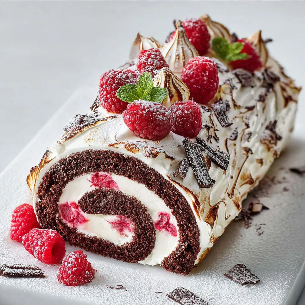 Dessert glacé framboise-chocolat à la française.