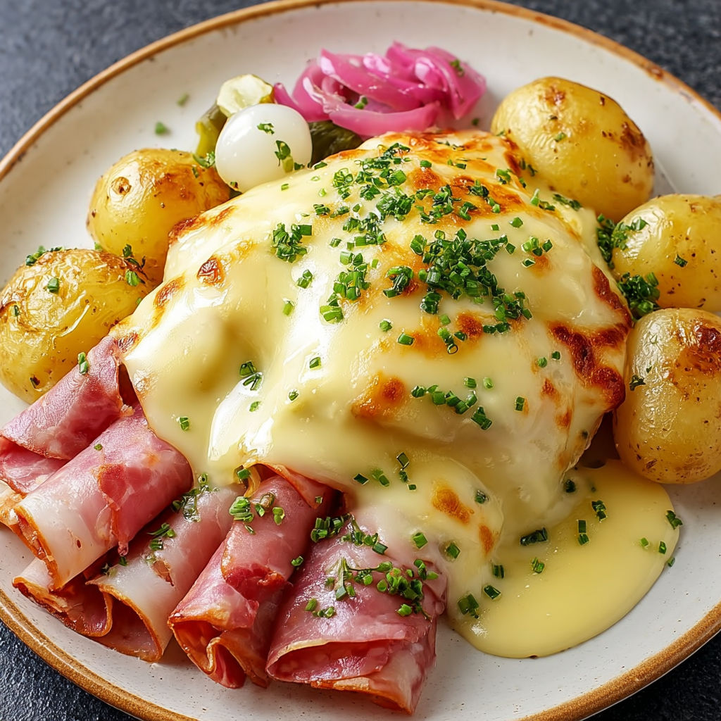 Raclette Classique avec fromage fondant, charcuterie variée et pommes de terre.