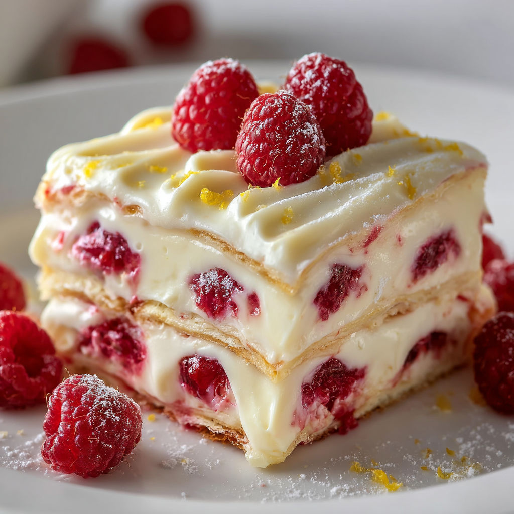 Délice de Lasagne Extra-Gourmande Framboise Chocolat Blanc.