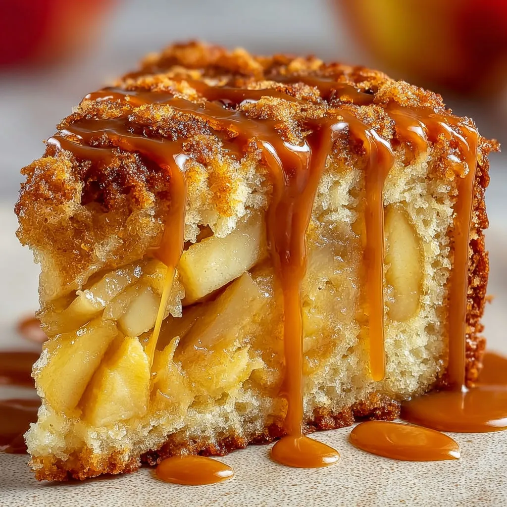 Gâteau ultra fondant pommes et caramel doré.