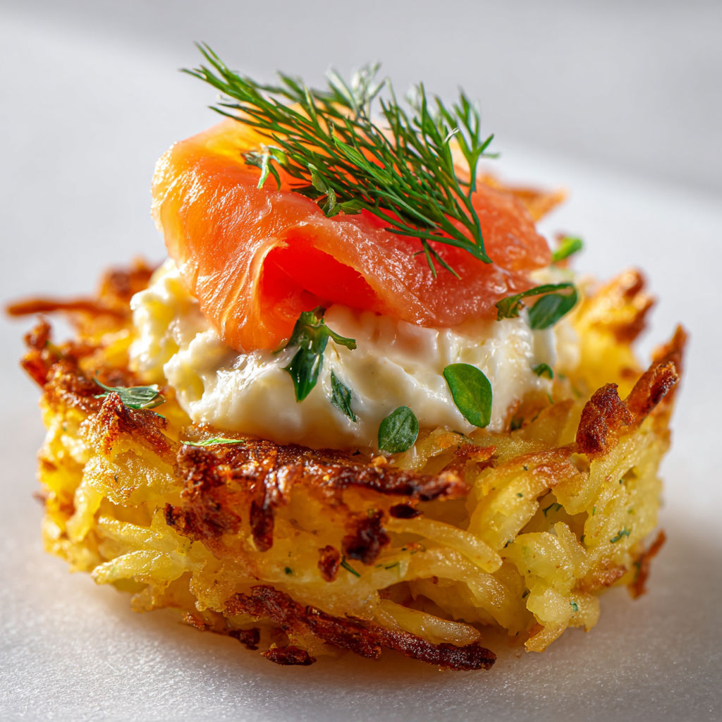 Mini Röstis Craquants au Saumon et Fromage Frais.