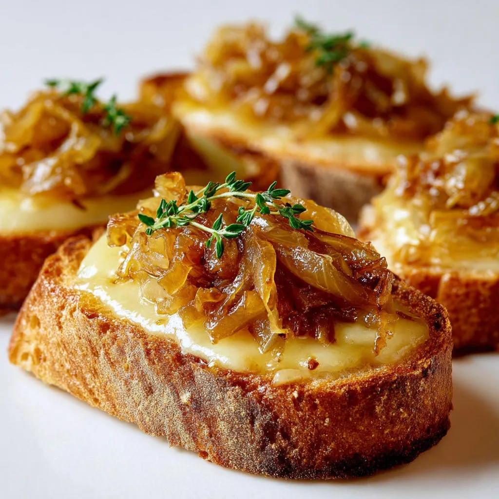 Bruschettas Festives Oignons Fondants Fromage Gratiné