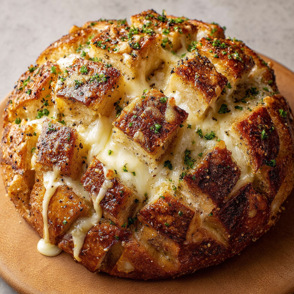 Pain chaud à la mozzarella filante et poivre noir.