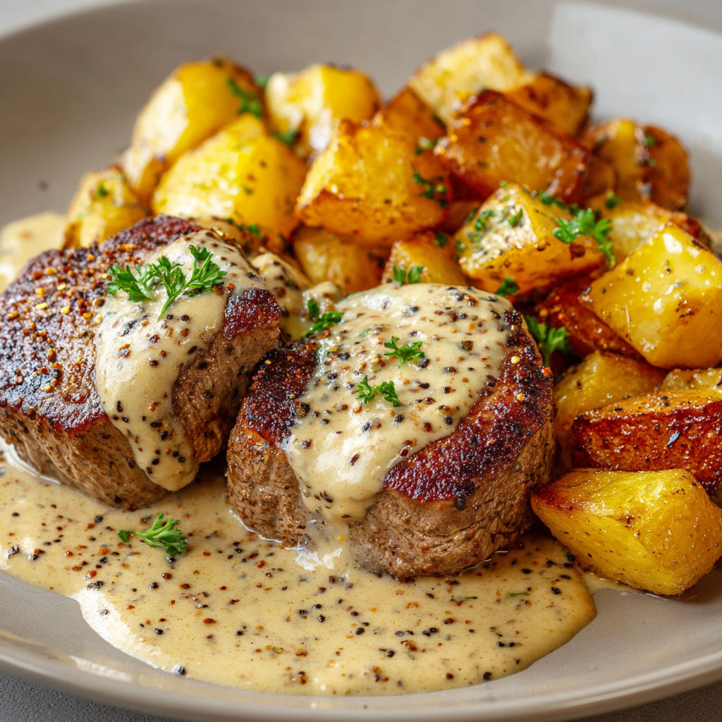 Médaillons Viande Moutarde et Pommes de Terre Crousti.