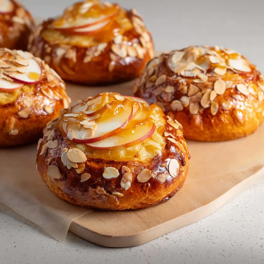 Brioches dorées pommes amandes, souvenirs d’enfance.