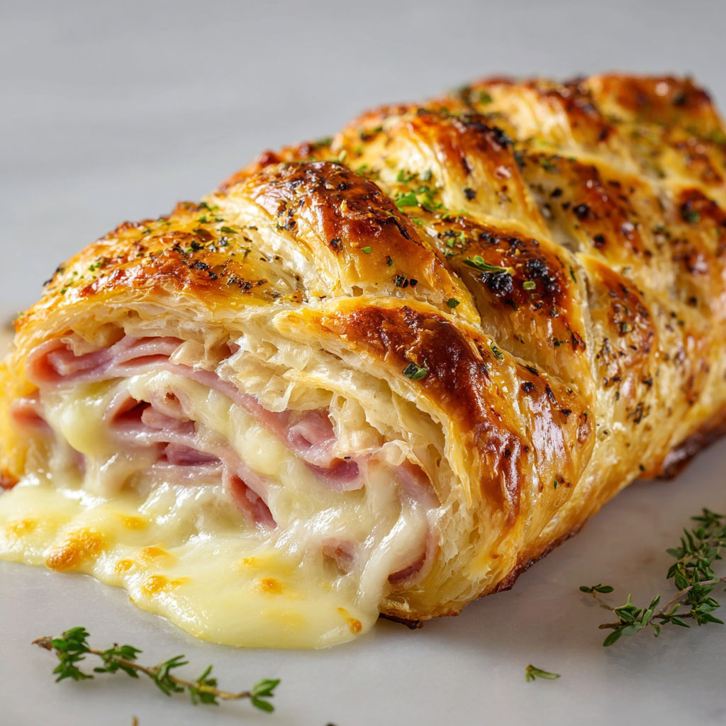 Feuilleté Tressé Jambon-Fromage Ultra Fondant.