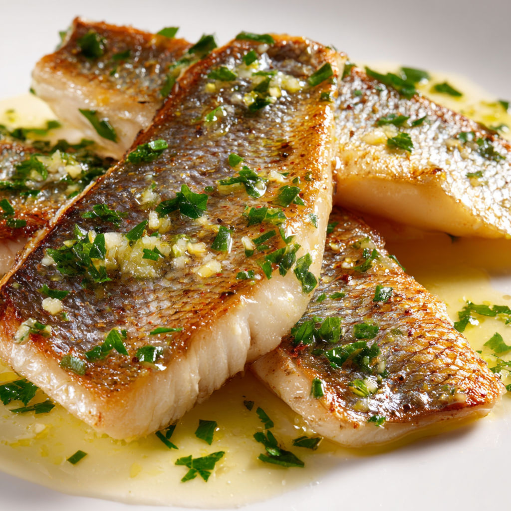 Filets de daurade au beurre citron, une assiette pleine de saveurs et élégance.