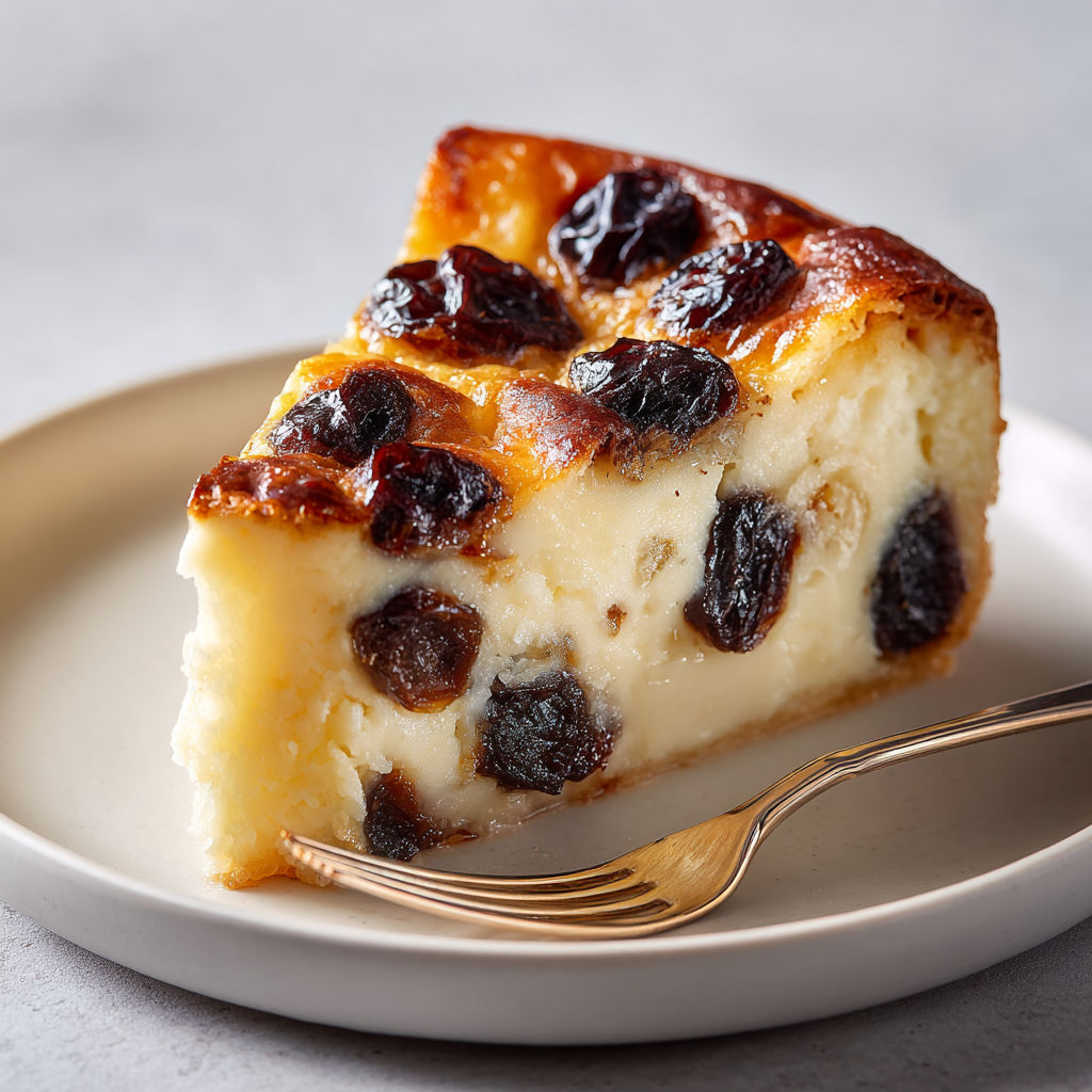 Part de Far Breton aux pruneaux servie sur une assiette chic.