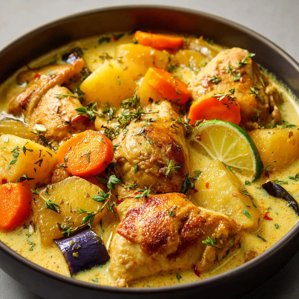 Délicieux Colombo de Poulet et Légumes au Lait de Coco.