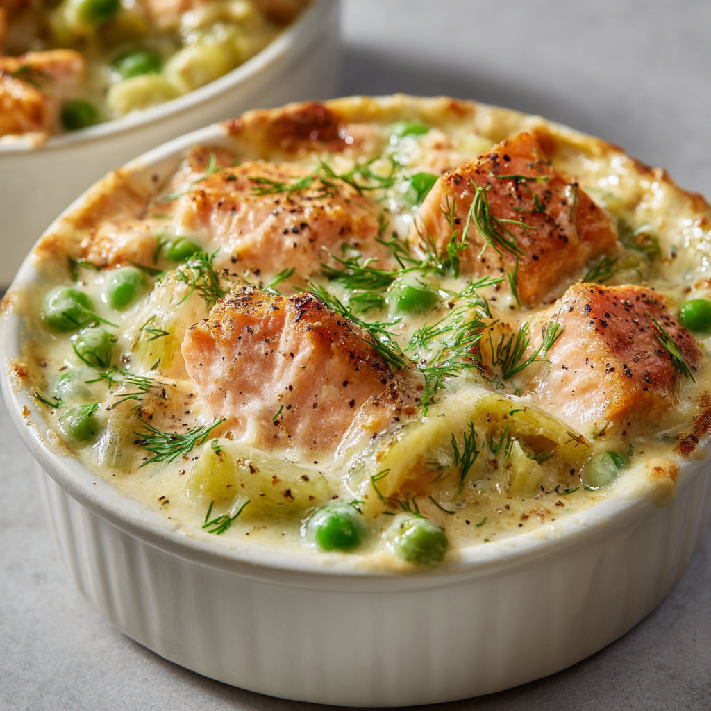 Mini Cocottes Saumon Sauce Légumes Croquants.