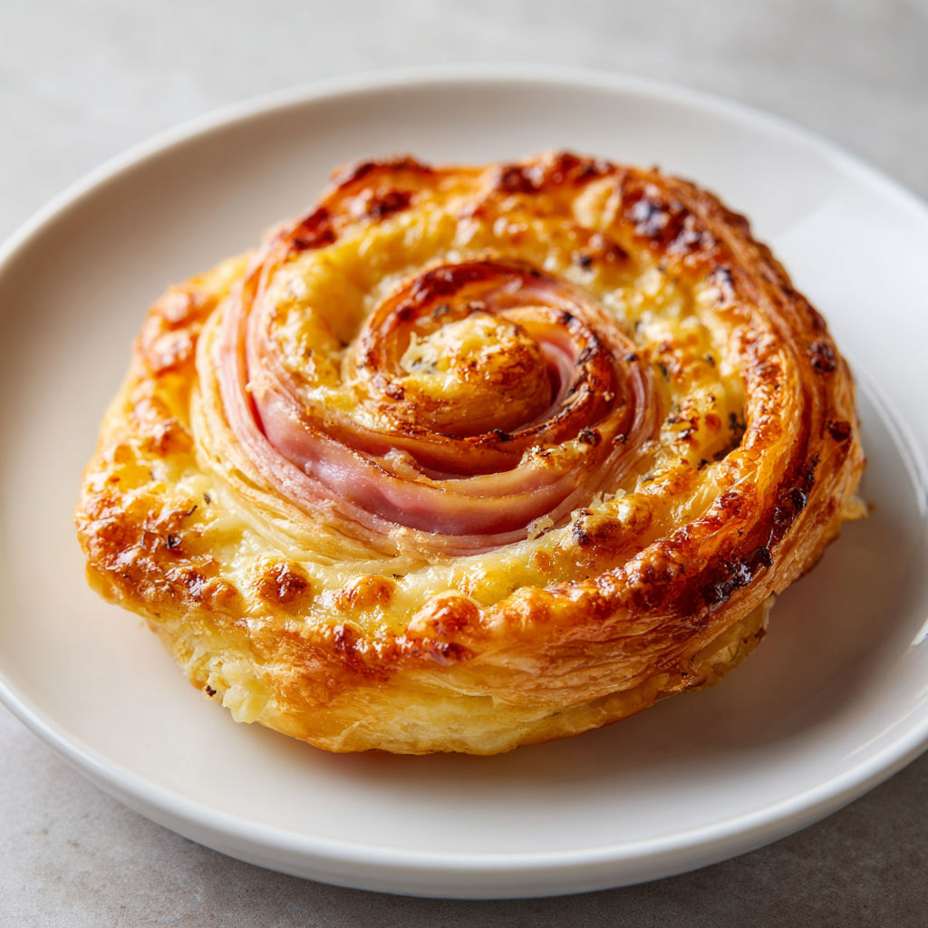 Roulé feuilleté maxi-gourmand au jambon et gruyère, croustillant à tomber, prêt à régaler les fans d’apéros maison.