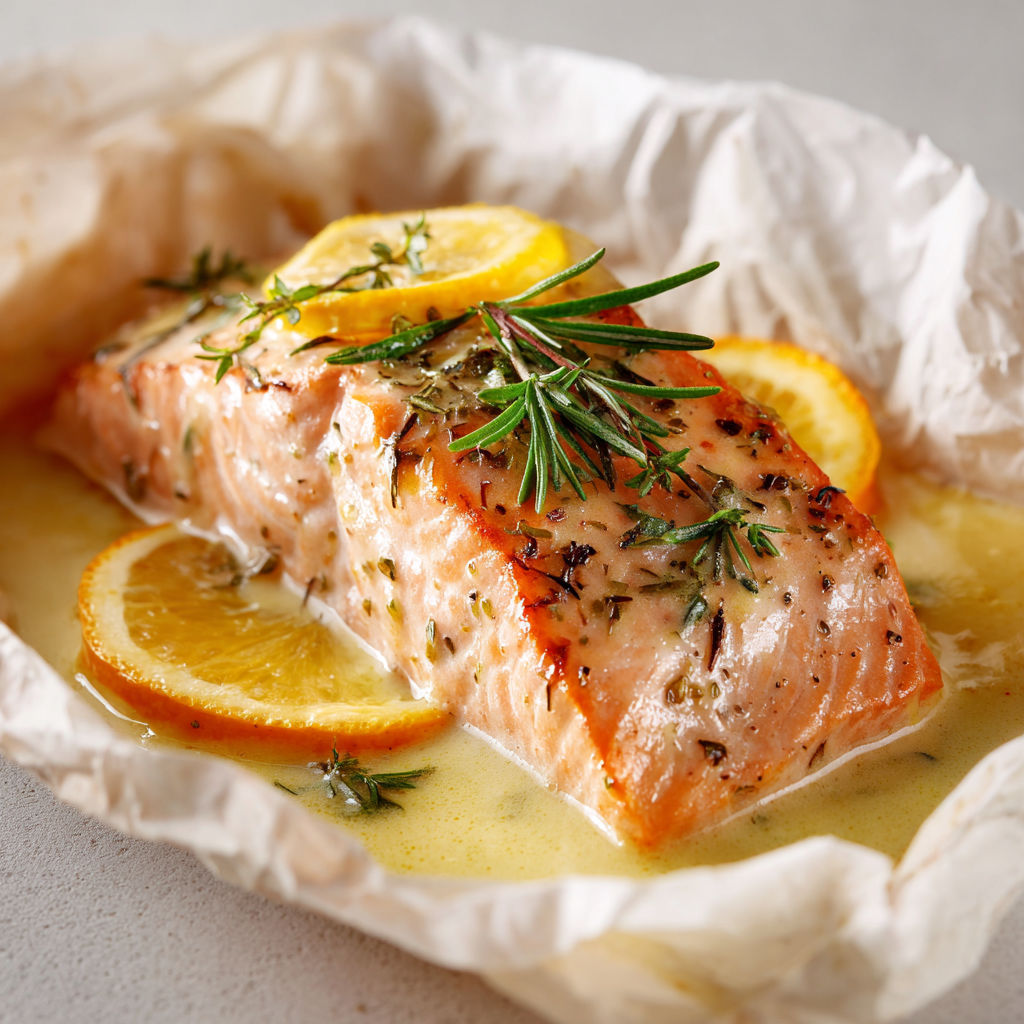 Un saumon délicatement cuit aux agrumes, parfum et tendreté.