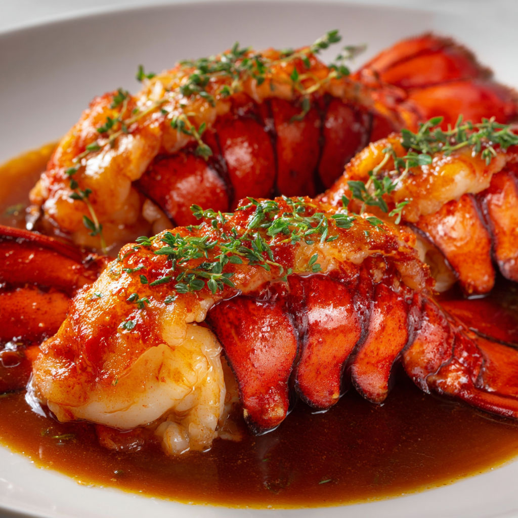 Langouste ultra fondante dans une sauce faite maison, plat chic de fête.