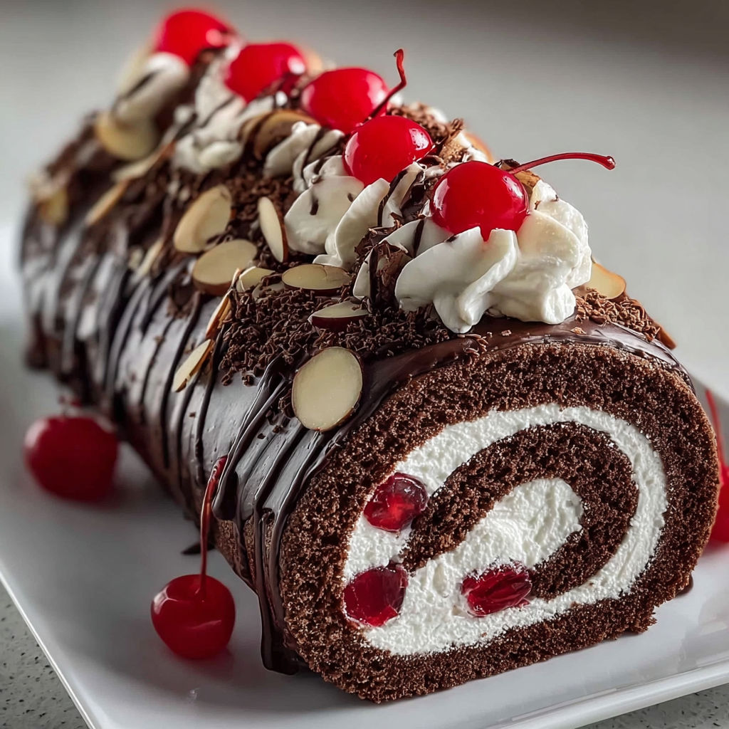Joli roulé Forêt-Noire suisse, idéal pour un repas familial convivial.