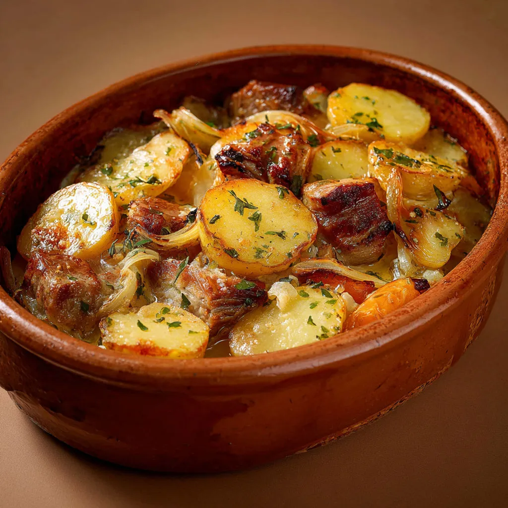 Baeckeoffe classique aux trois viandes et pommes de terre moelleuses.