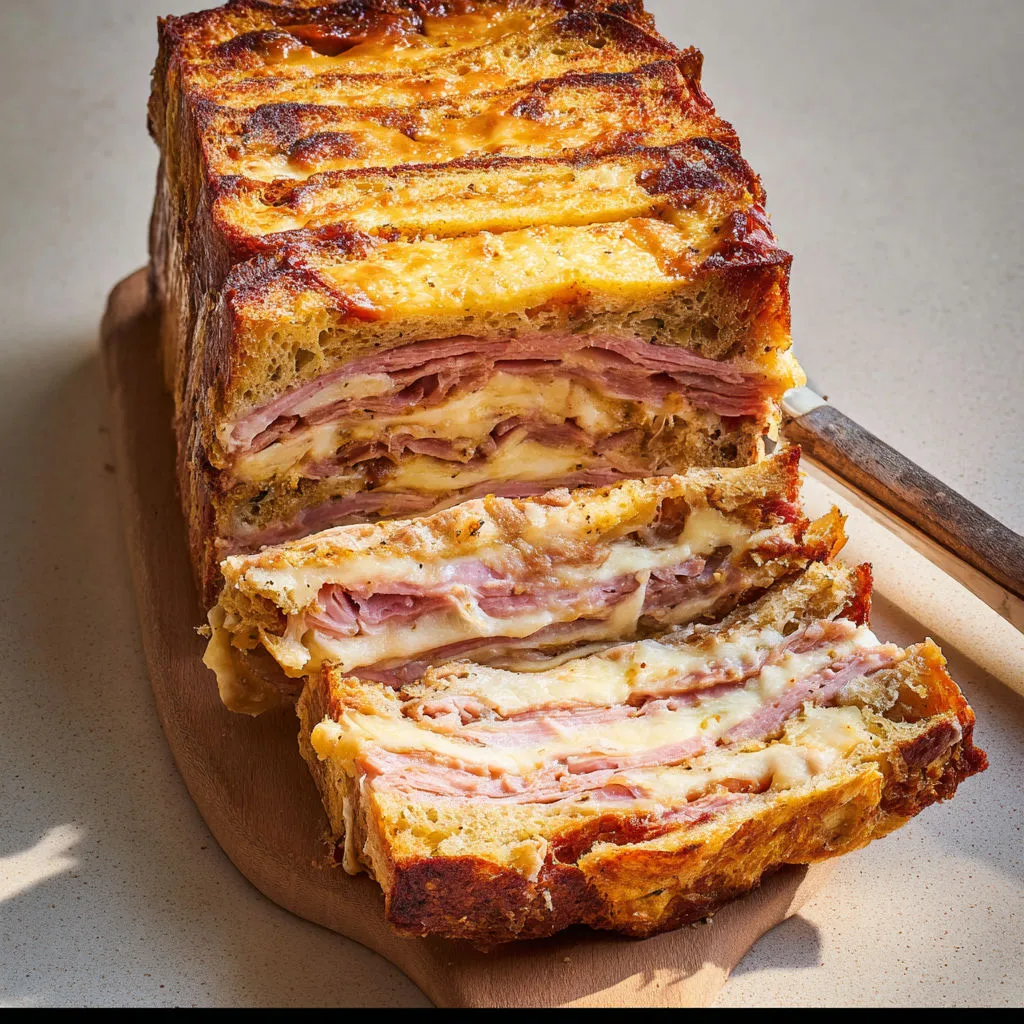 Croque Cake Familial tout doux au bon fromage affiné.