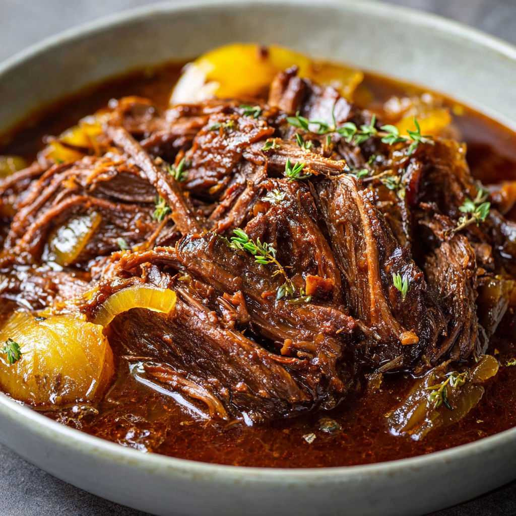 Bœuf mijoté très tendre à la sauce bien parfumée.