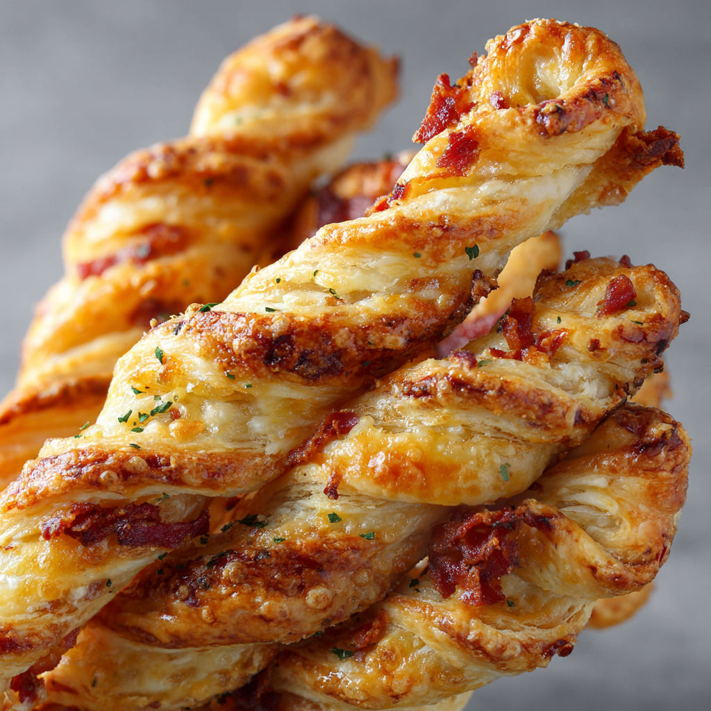 Torsades apéritives croustillantes avec fromage et herbes.