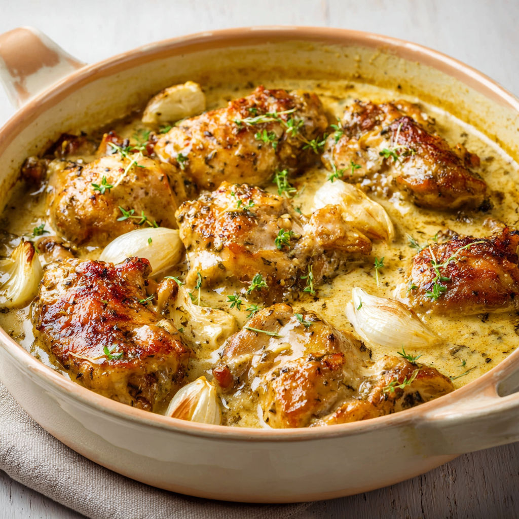 Lapin hyper tendre à la moutarde et crème, bien gourmand.