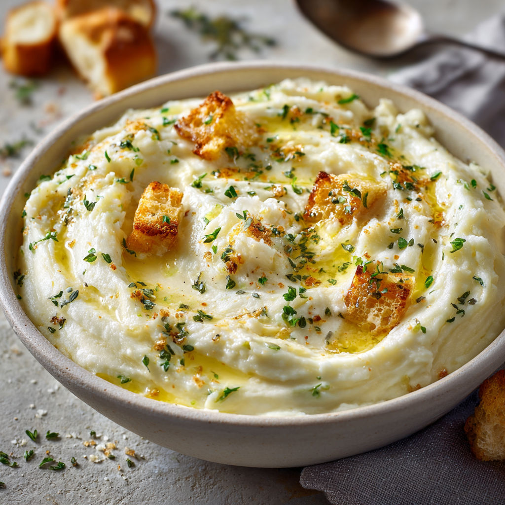 Plateau de morue crémeuse accompagné de pain croustillant et persil frais.