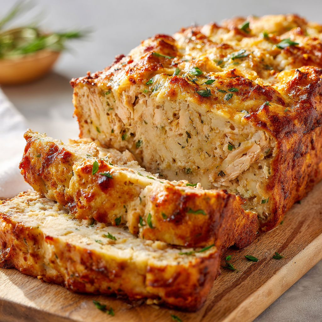 Une tranche de pain moelleux au thon est posée sur un plateau.