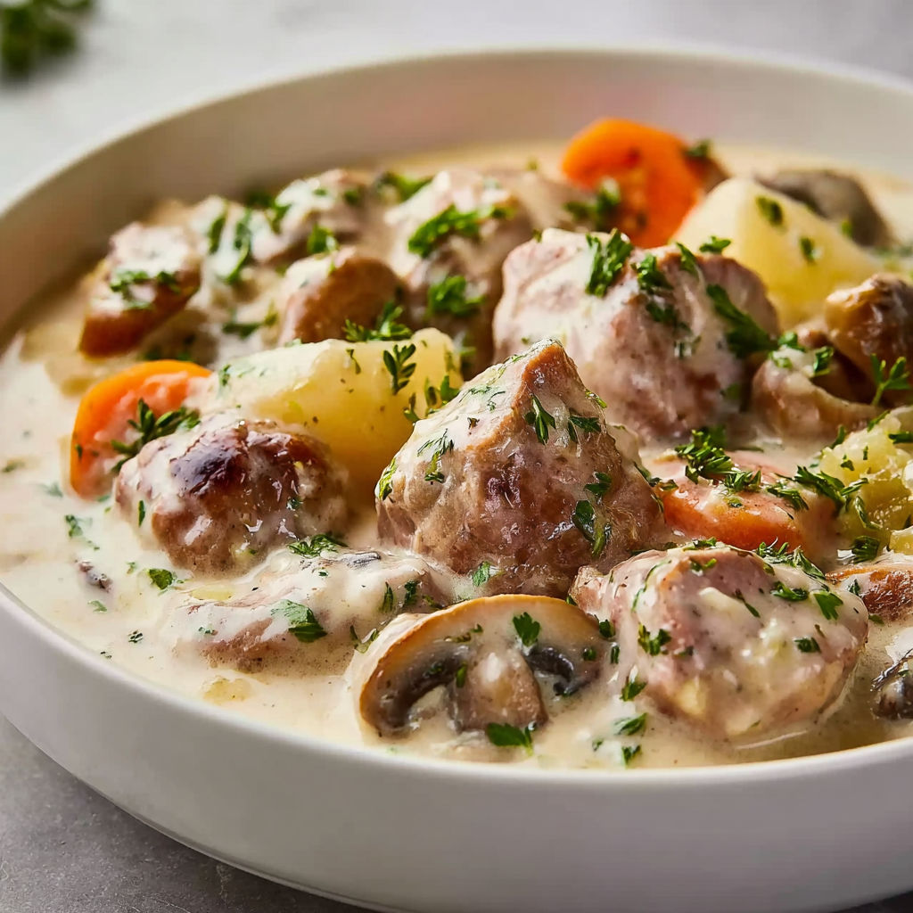 Blanquette de veau moelleuse aux légumes, cuisson moderne.