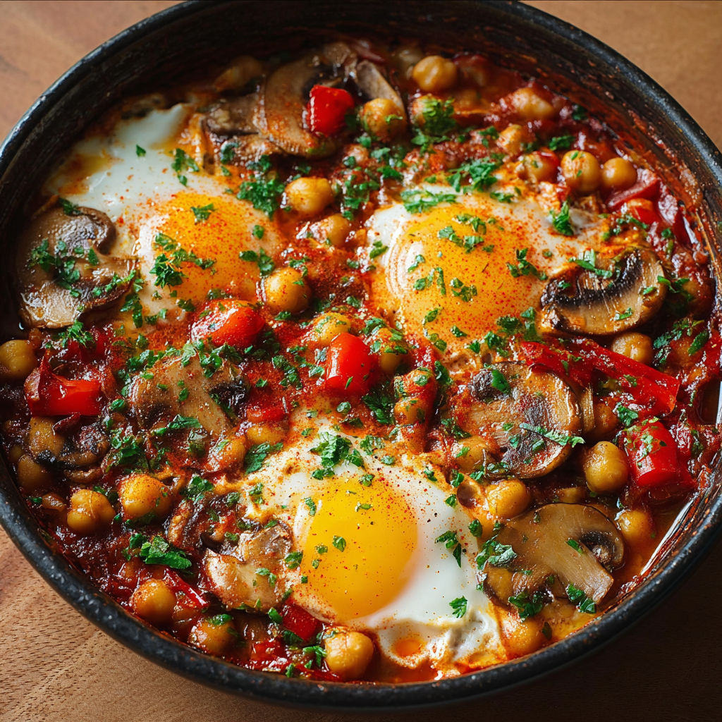 Une chakchouka d’hiver servie dans un bol noir.